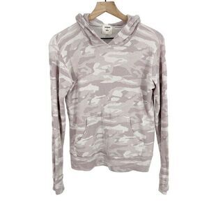 Monrow‎ + Soul Camouflage Waffle Pullover Hoodie Sweatshirt Top Pink Extra Small